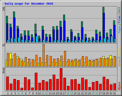 Daily usage for December 2010