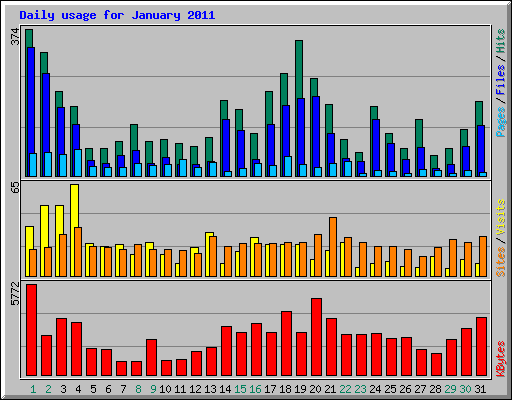 Daily usage for January 2011