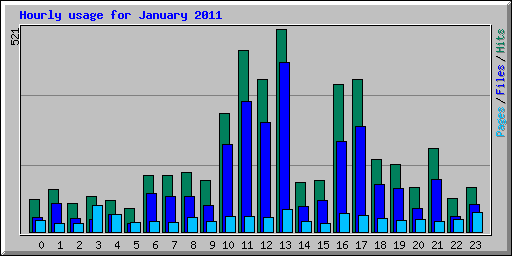 Hourly usage for January 2011